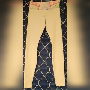 lululemon athletica Beige Leggings with Colorful Waistband